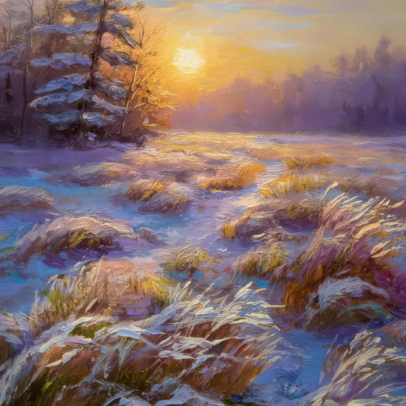 Painting: Frosty Moor at Sunrise