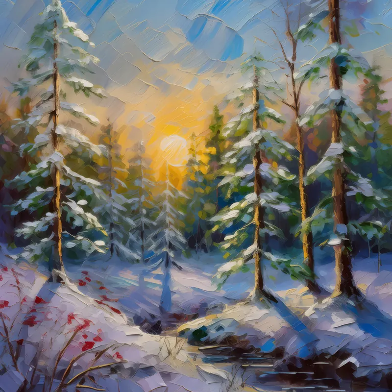 Painting: Frosty Morning in Boreal Forest