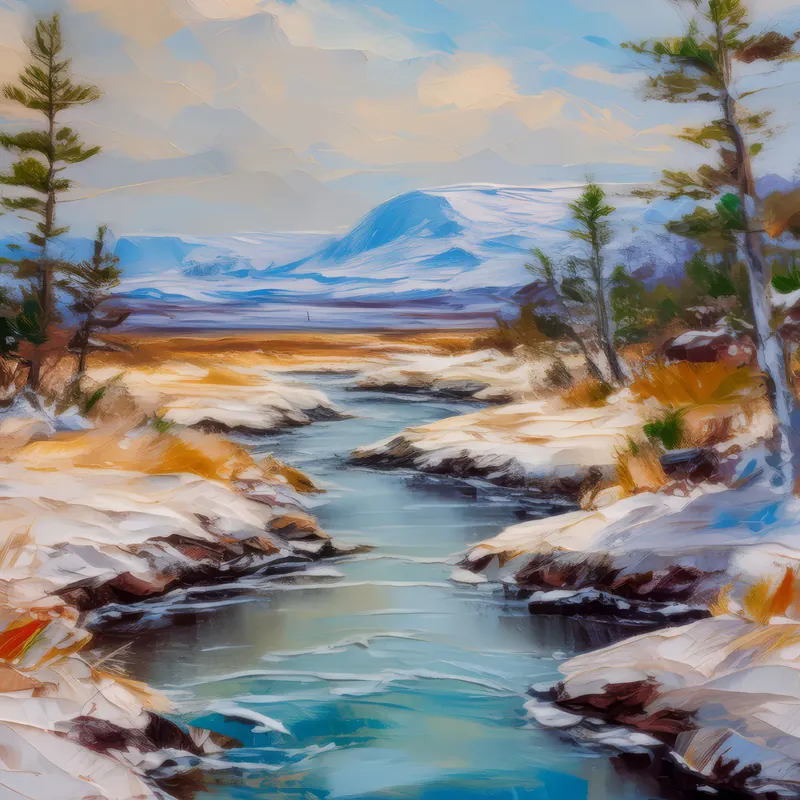 Painting: Frozen Boreal Riverbed