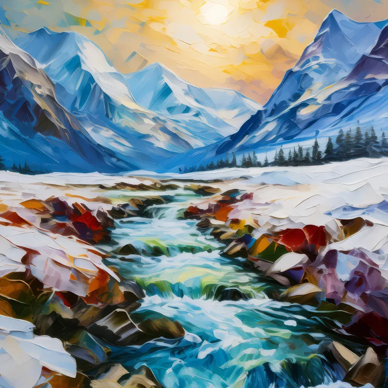 Painting: Frozen Glacial Stream