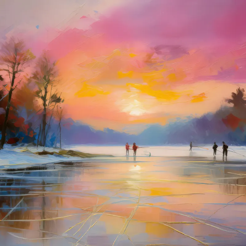 Painting: Frozen Lake at Dawn