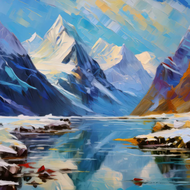 Painting: Frozen Mountain Lake