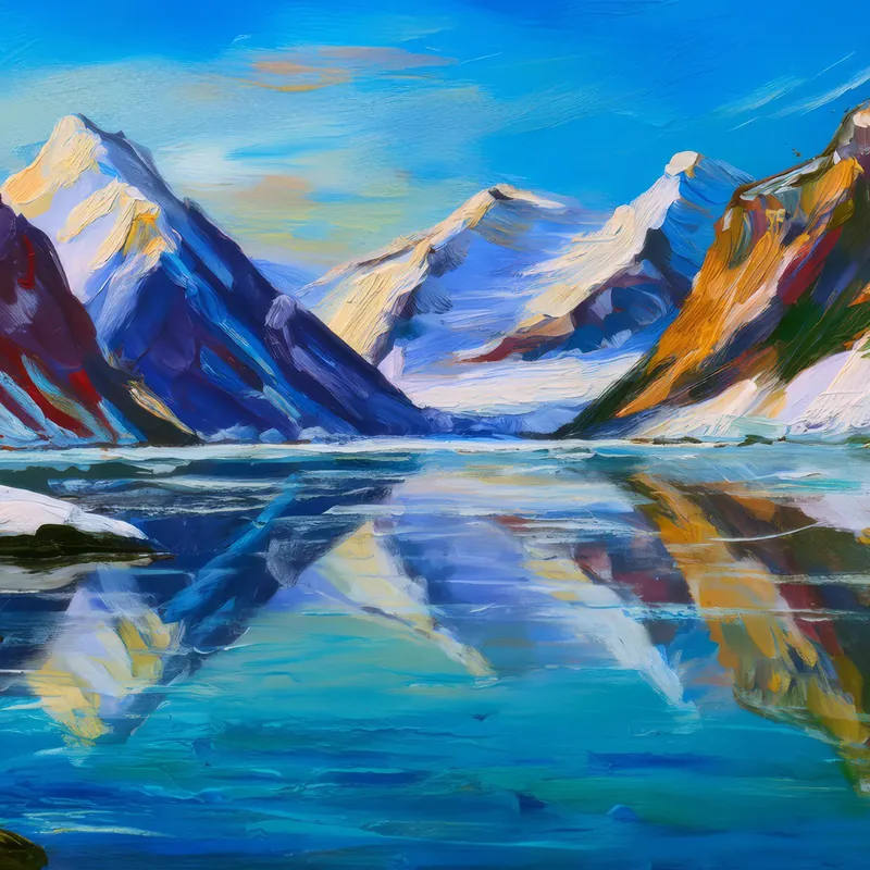 Painting: Frozen Mountain Lakes