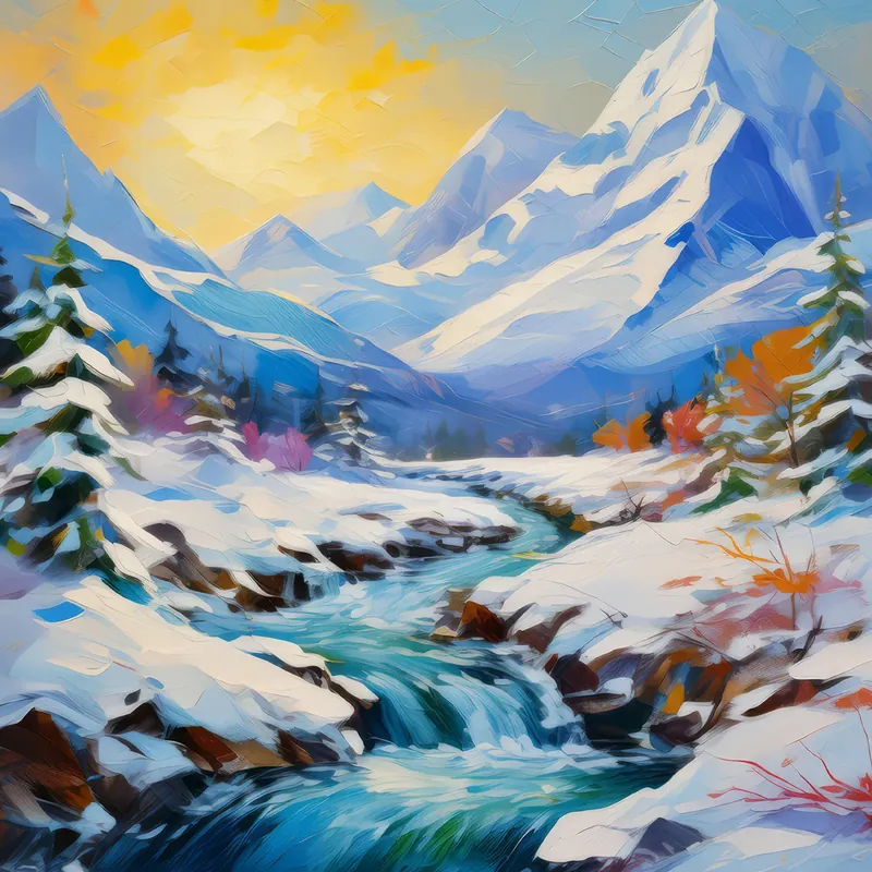 Painting: Frozen Mountain Stream