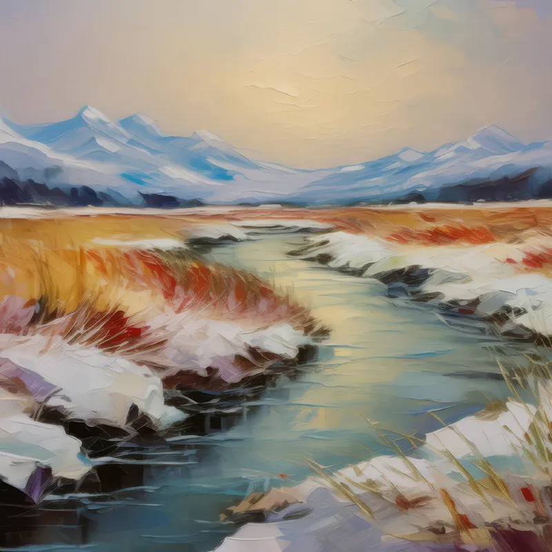 Painting: Frozen River in Tundra