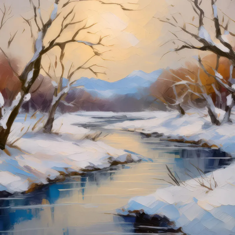 Painting: Frozen River in Winter
