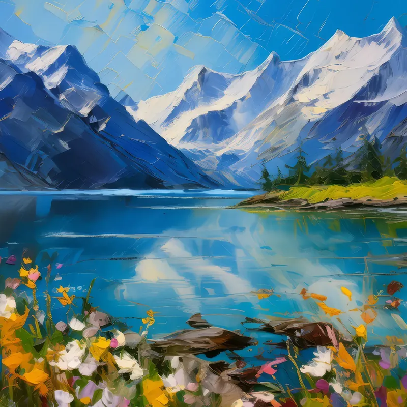 Painting: Glacial Lake Reflection