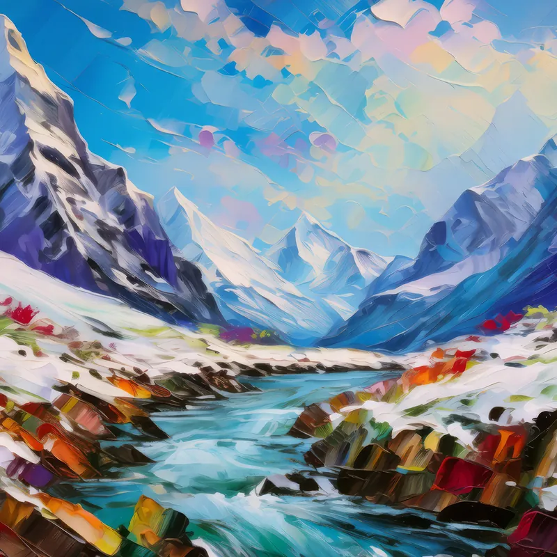 Painting: Glacial River Crossing