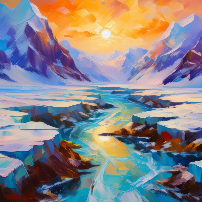 Painting: Glacial Rivers in Arctic Desert