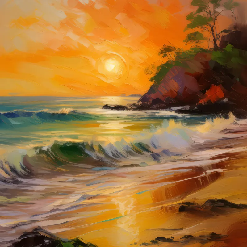 Painting: Golden Beach Sunset