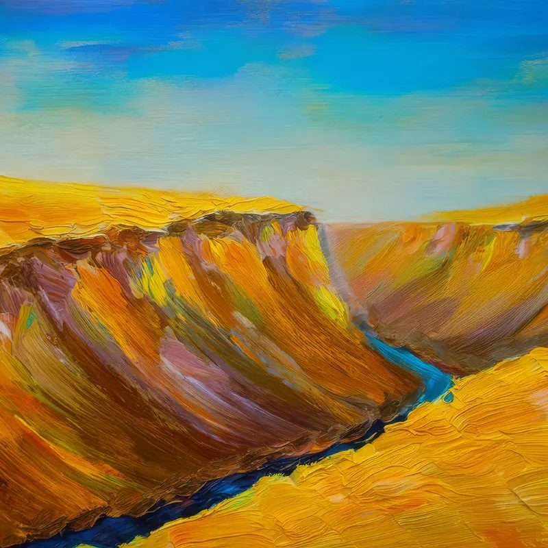 Painting: Golden Desert Chasm