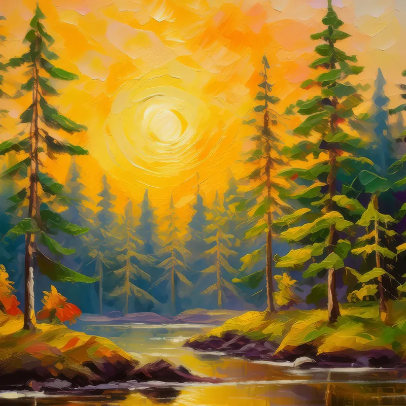 Painting: Golden Hour Boreal Forest