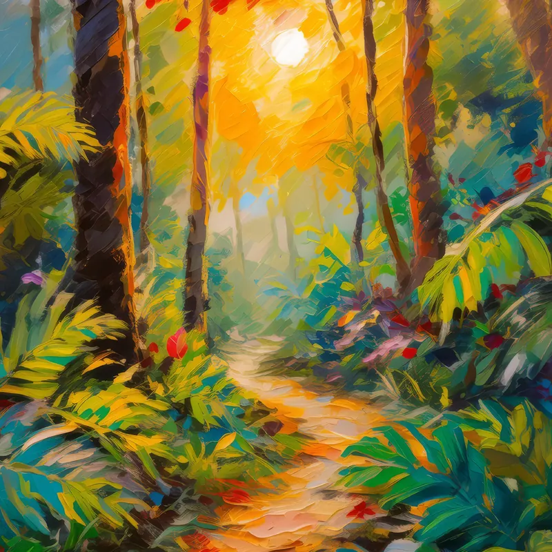 Painting: Golden Hour Jungle Path