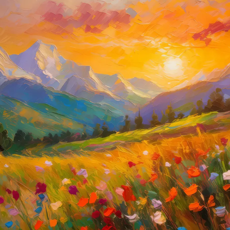 Painting: Golden Hour in the Alps