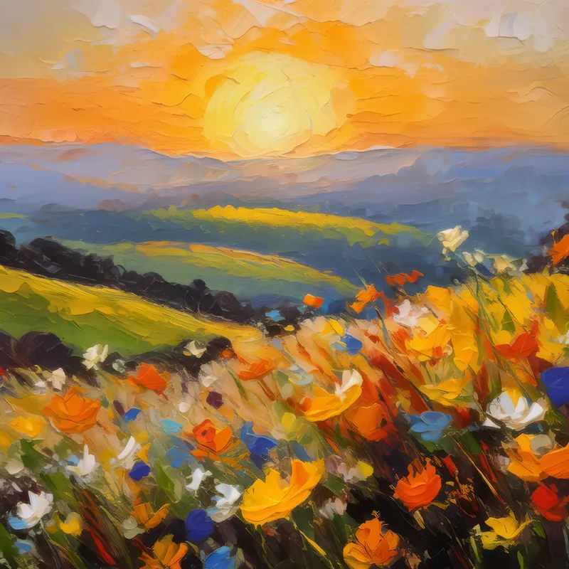 Painting: Golden Hour on Rolling Hill