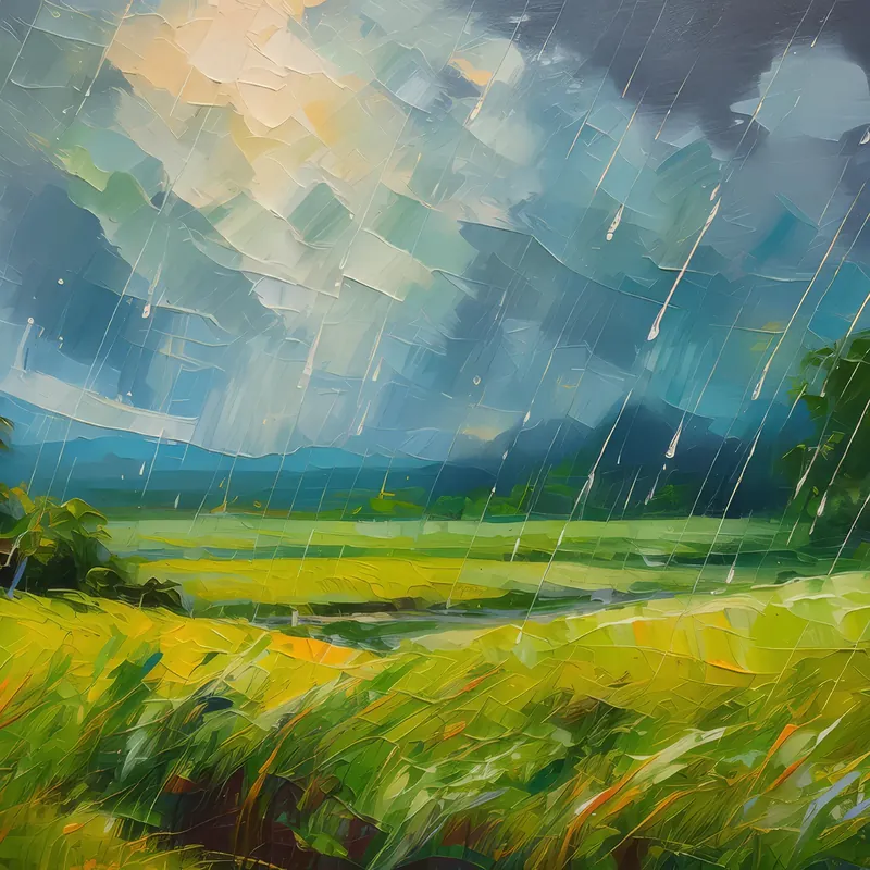 Painting: Grassland During Rain Shower