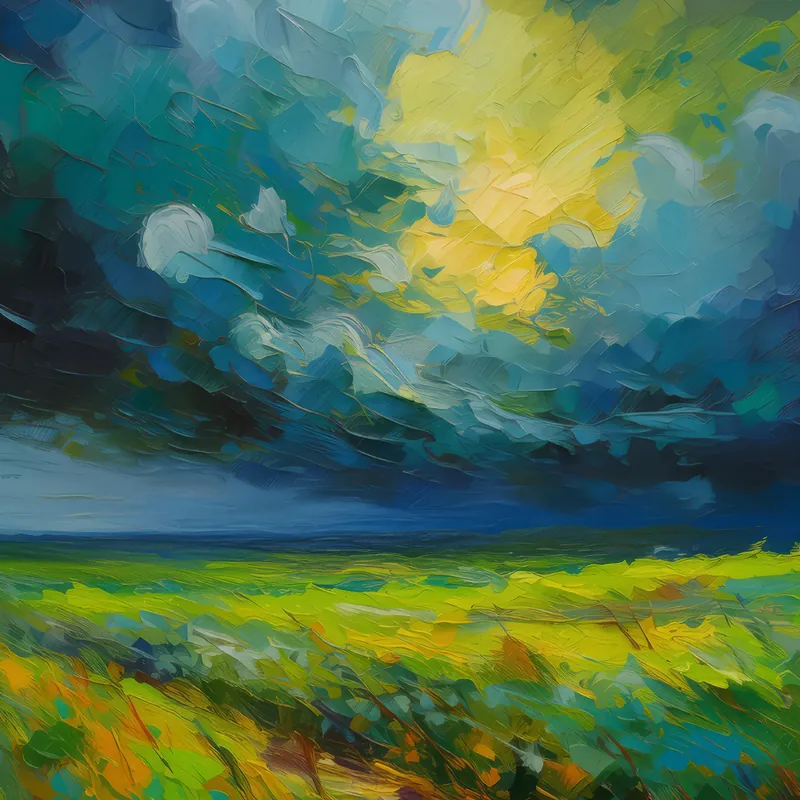 Painting: Grassland Under Thunderclouds