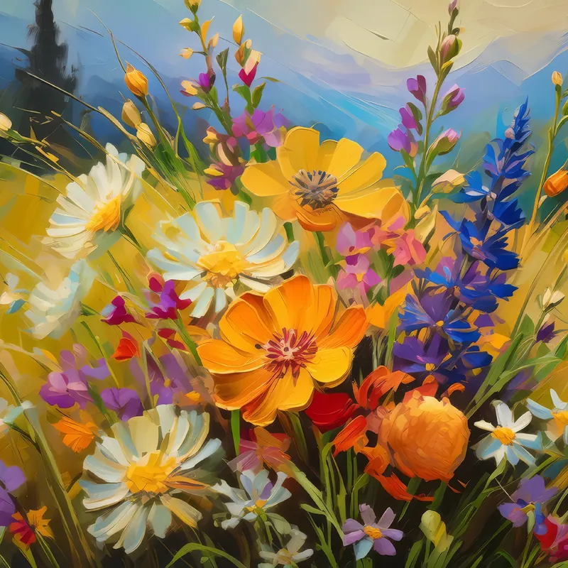 Painting: Grassland Wildflower Bouquet