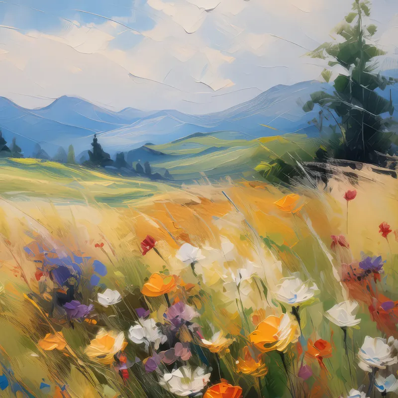 Painting: Grassland Wildflower Impressionism
