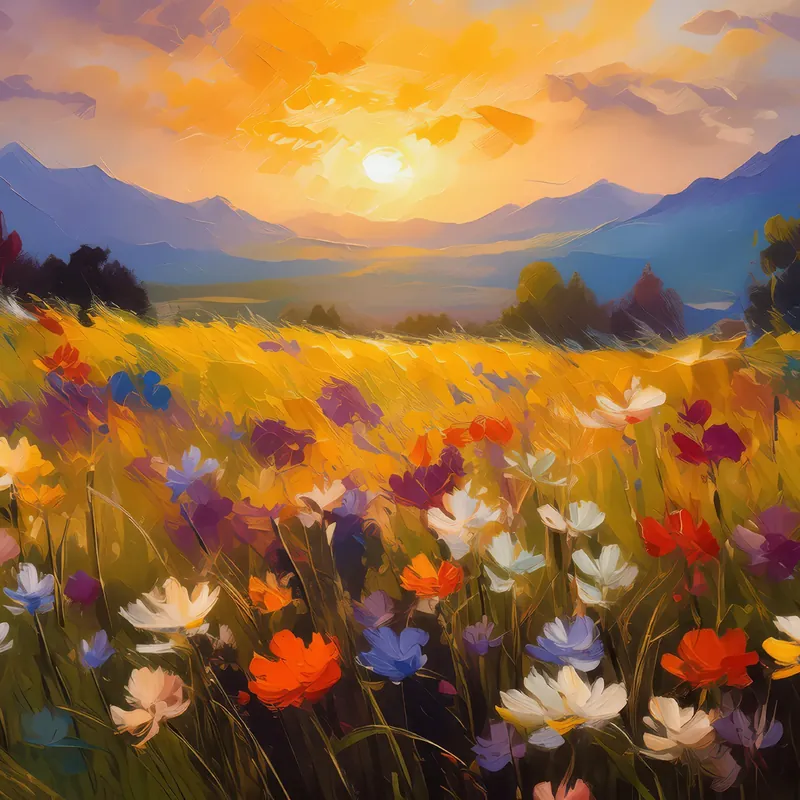 Painting: Grassland Wildflower Sunrise