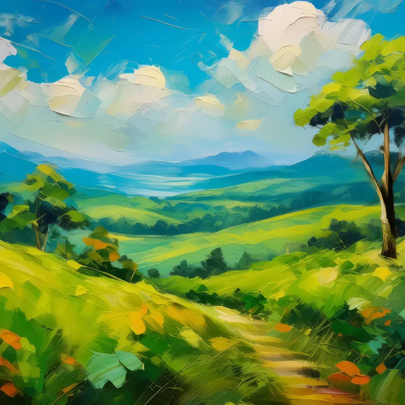Painting: Grassland with Lush Greenery