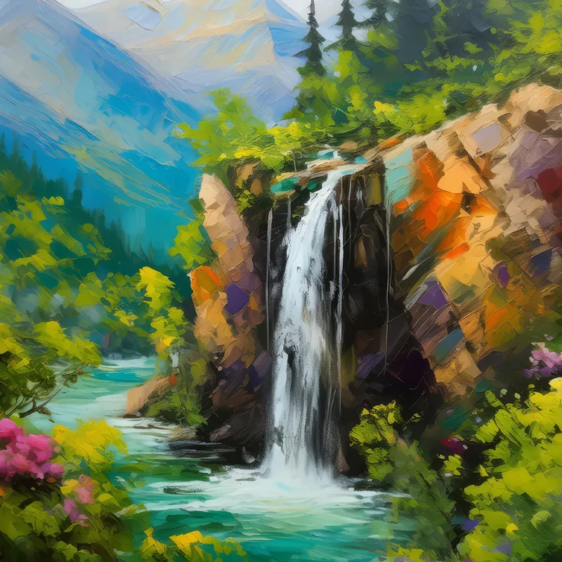 Painting: Hidden Alpine Waterfall
