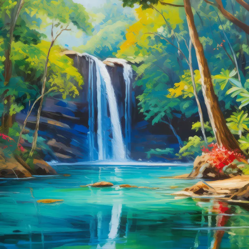 Painting: Hidden Waterfall Retreat
