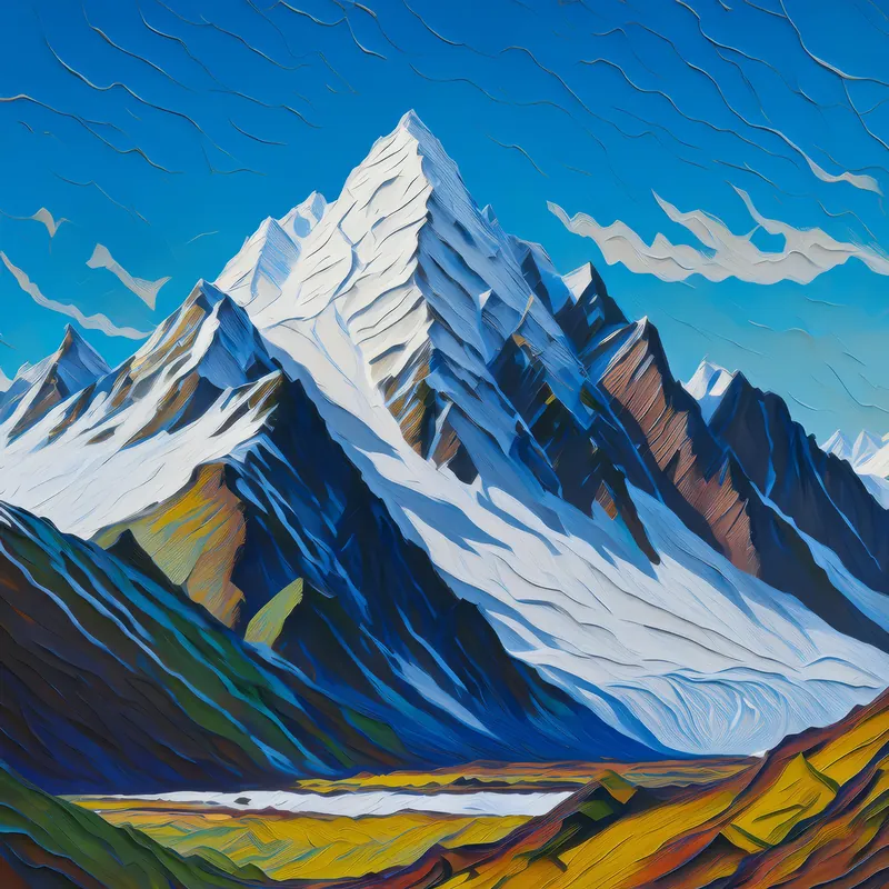 Painting: Ice-Capped Mountain Range