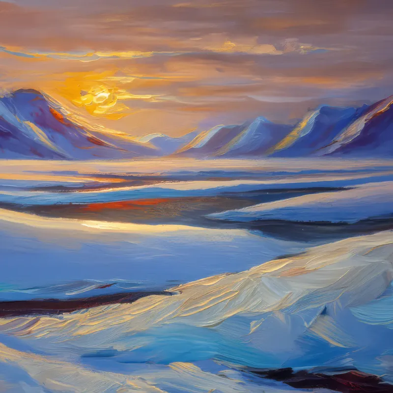 Painting: Icy Tundra at Dusk