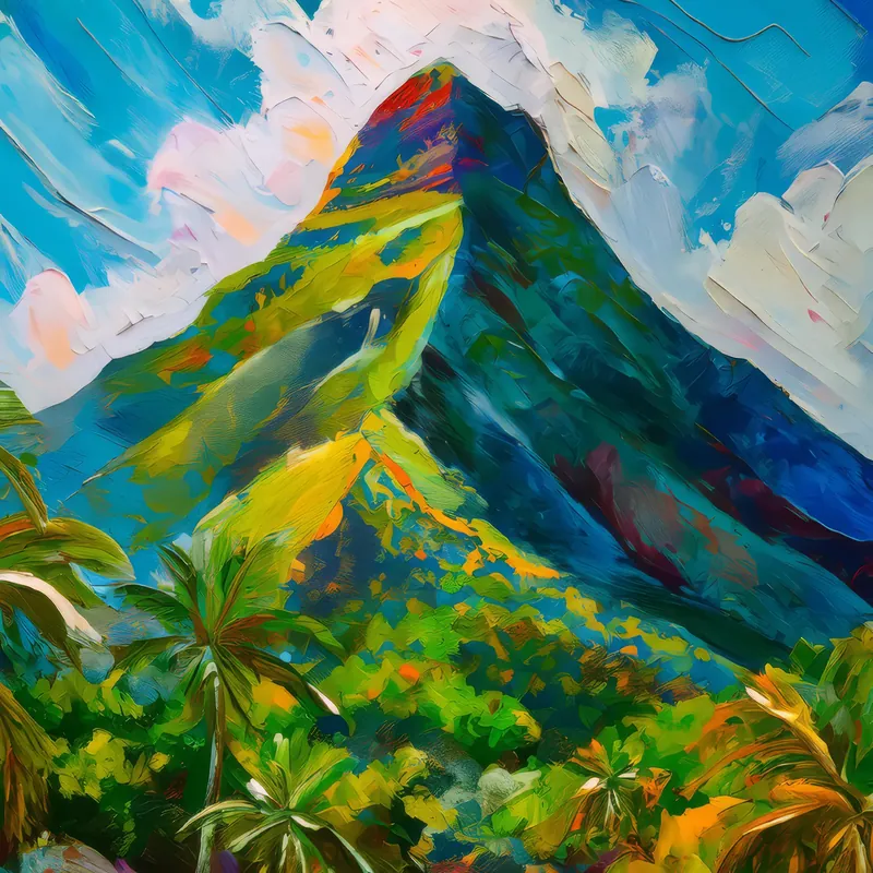 Painting: Isolated Tropical Mountain Peak