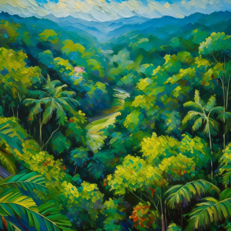 Painting: Jungle Canopy Aerial View