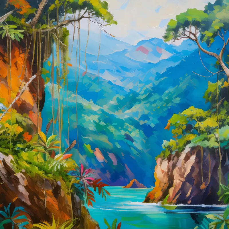 Painting: Jungle Cliff Chasm