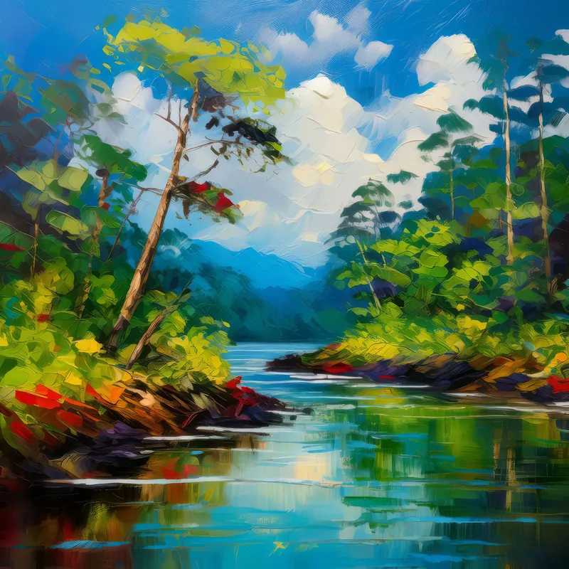 Painting: Jungle River’s Serene Flow
