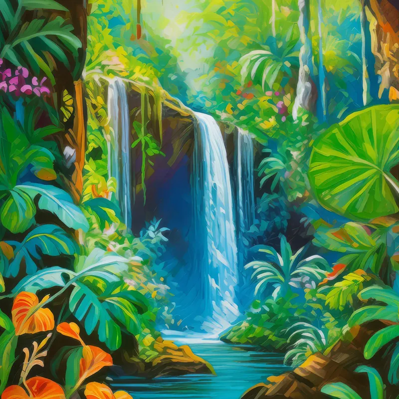 Painting: Jungle Waterfall Grotto