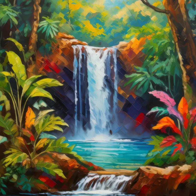 Painting: Jungle Waterfall’s Hidden Gem