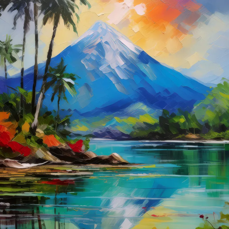 Painting: Lagoon by Mountain Foot