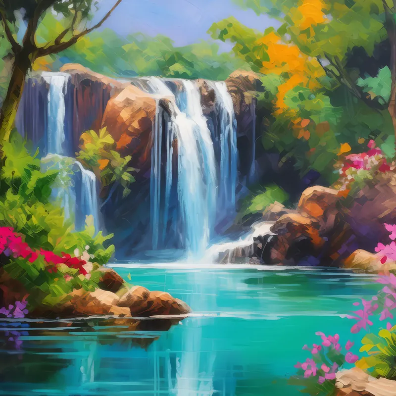 Painting: Lagoon with Waterfall