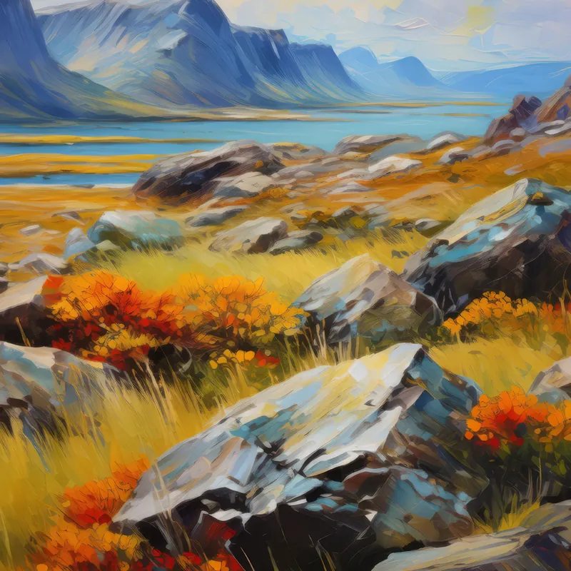 Painting: Lichen-Covered Rocks Tundra