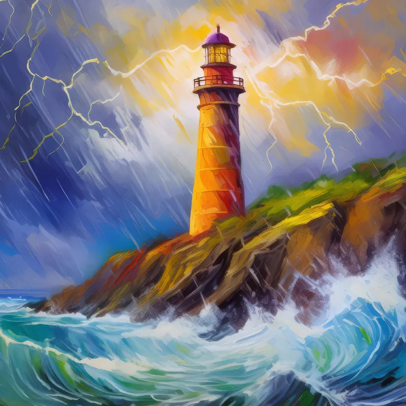 Painting: Lighthouse on Stormy Hill
