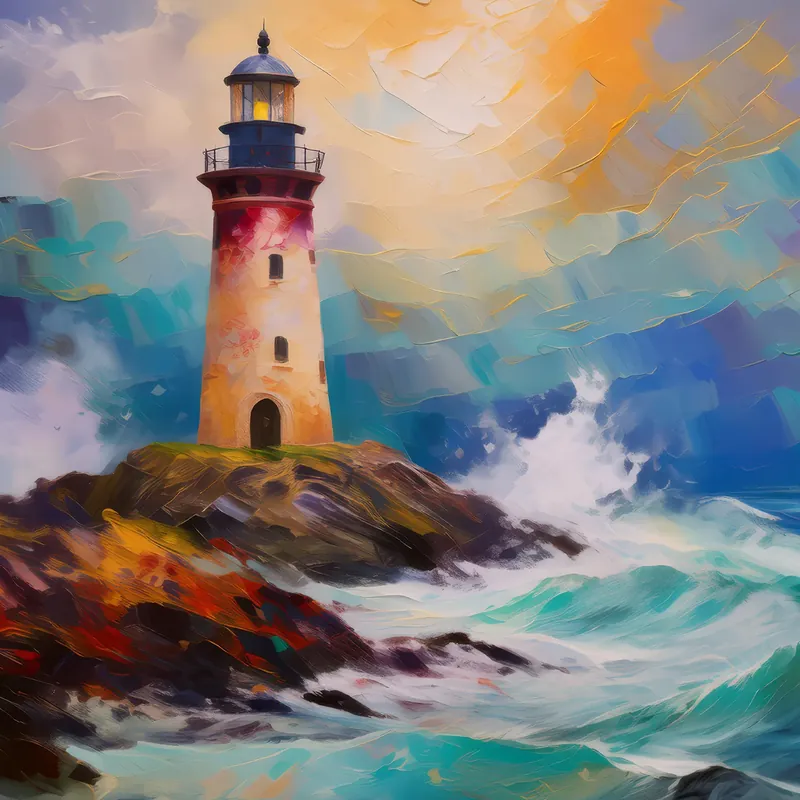 Painting: Lonely Lighthouse Shore