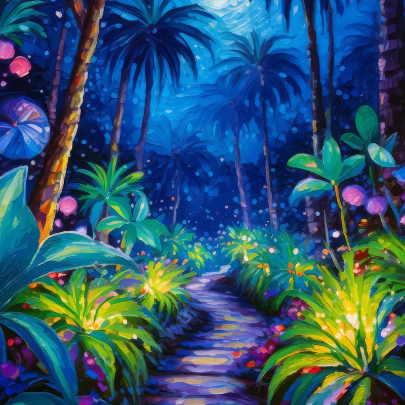 Painting: Luminous Jungle Night