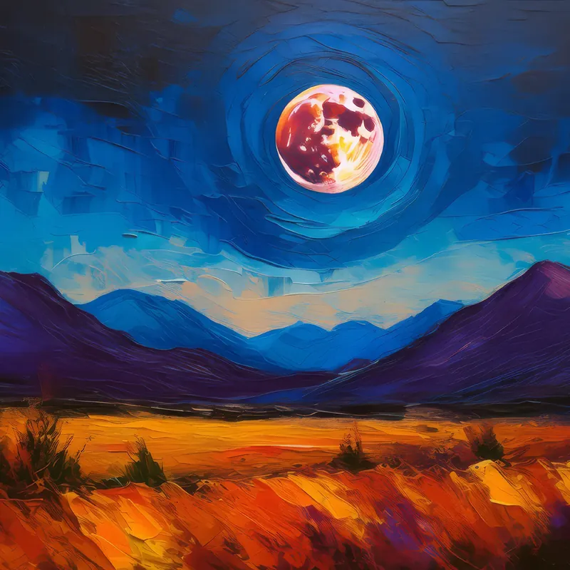 Painting: Lunar Eclipse Over Desert