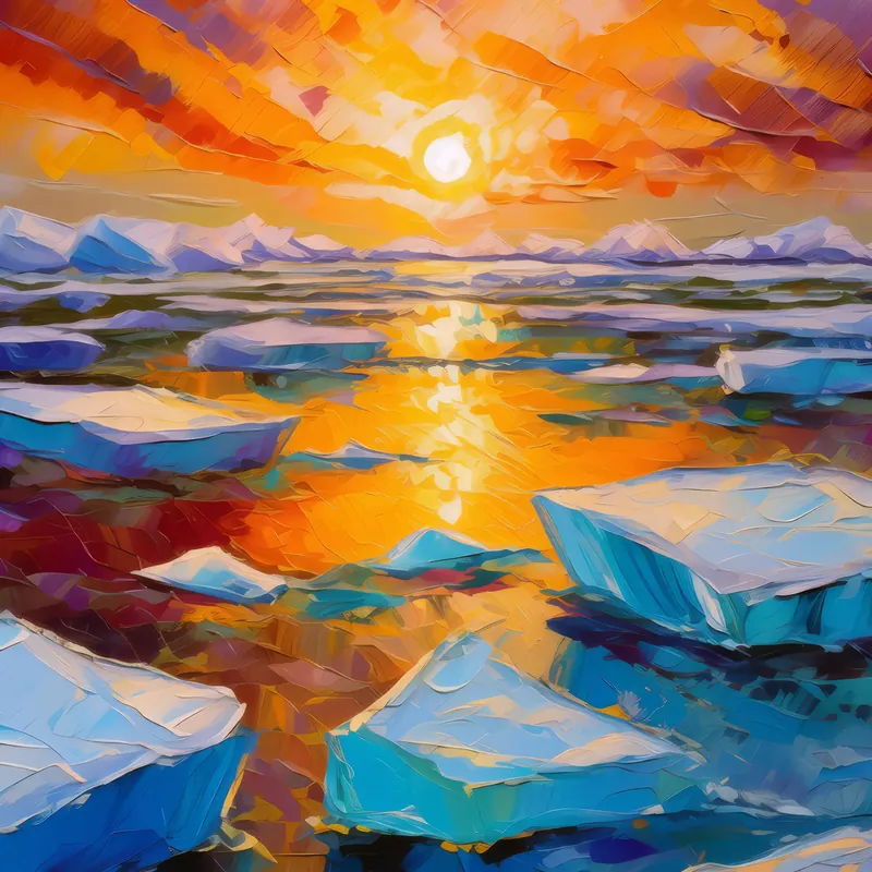 Painting: Majestic Arctic Desert Sunset