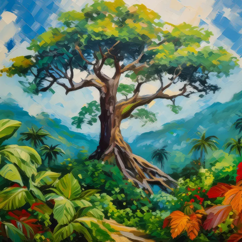 Painting: Majestic Jungle Tree Tower