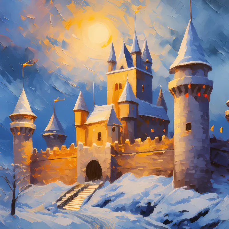 Painting: Medieval Castle Winter