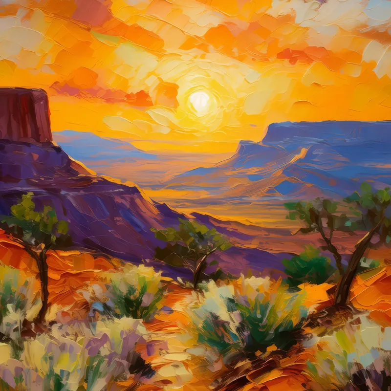 Painting: Mesa and Desert Sunrise