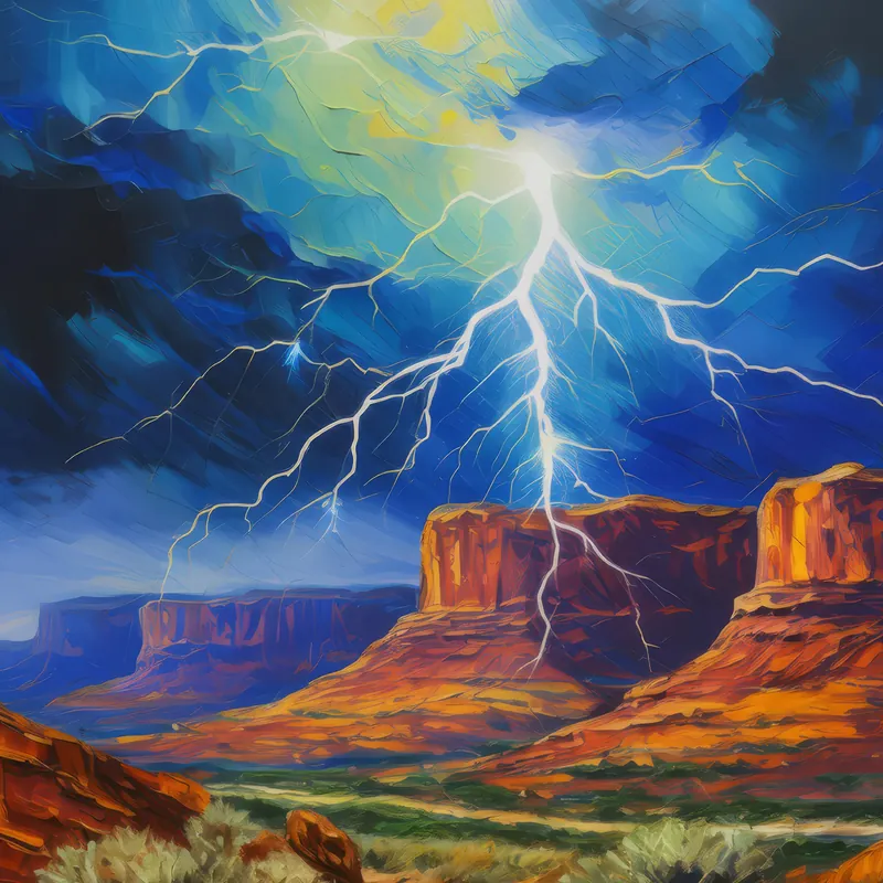 Painting: Mesa and Lightning Storm