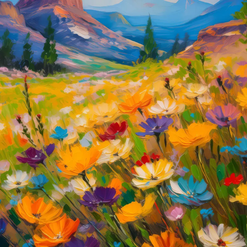 Painting: Mesa and Wildflowers