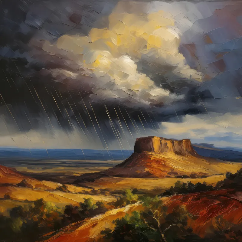 Painting: Mesa with Rain Clouds