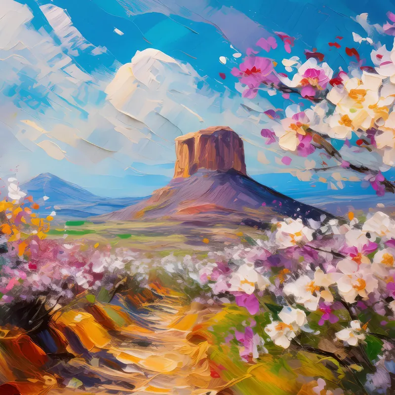 Painting: Mesa with Spring Blossoms